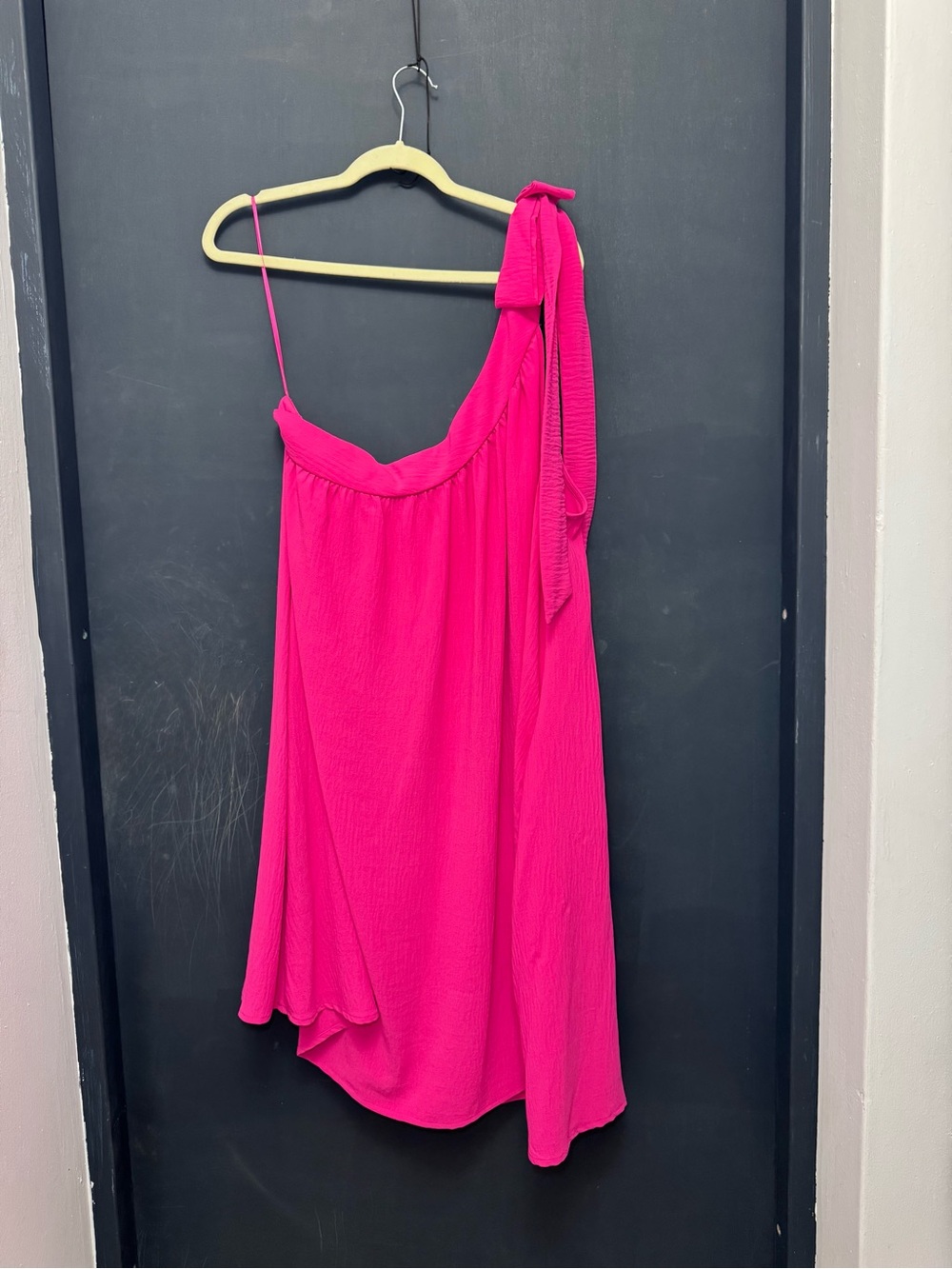 ODDY Hot Pink One-Shoulder Dress with Bow Detail